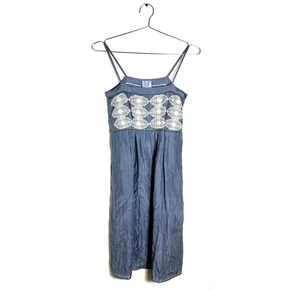 Thierry Colson Silk Cotton Lawn Lace Pintuck Dress Party Beach Lounge sz XS